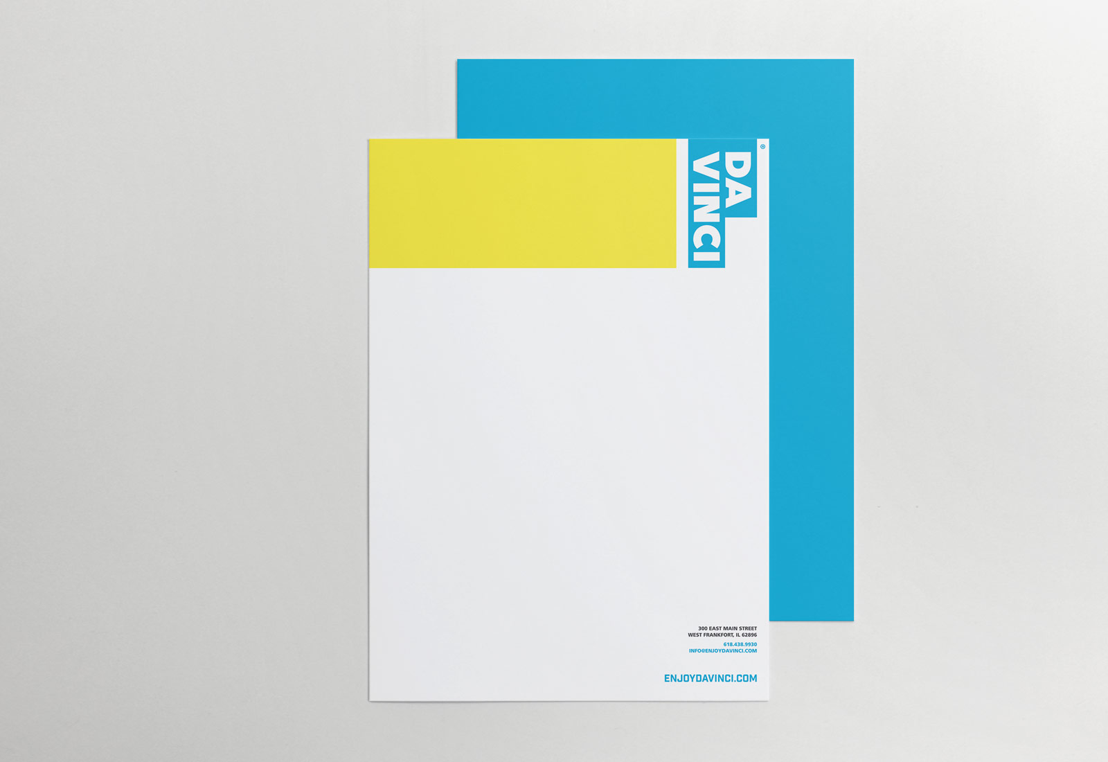 DaVinci Energy Drink branded letterhead showing beverage branding