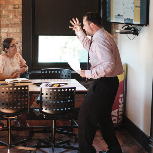 Matt Carneghi giving an expressive presentation