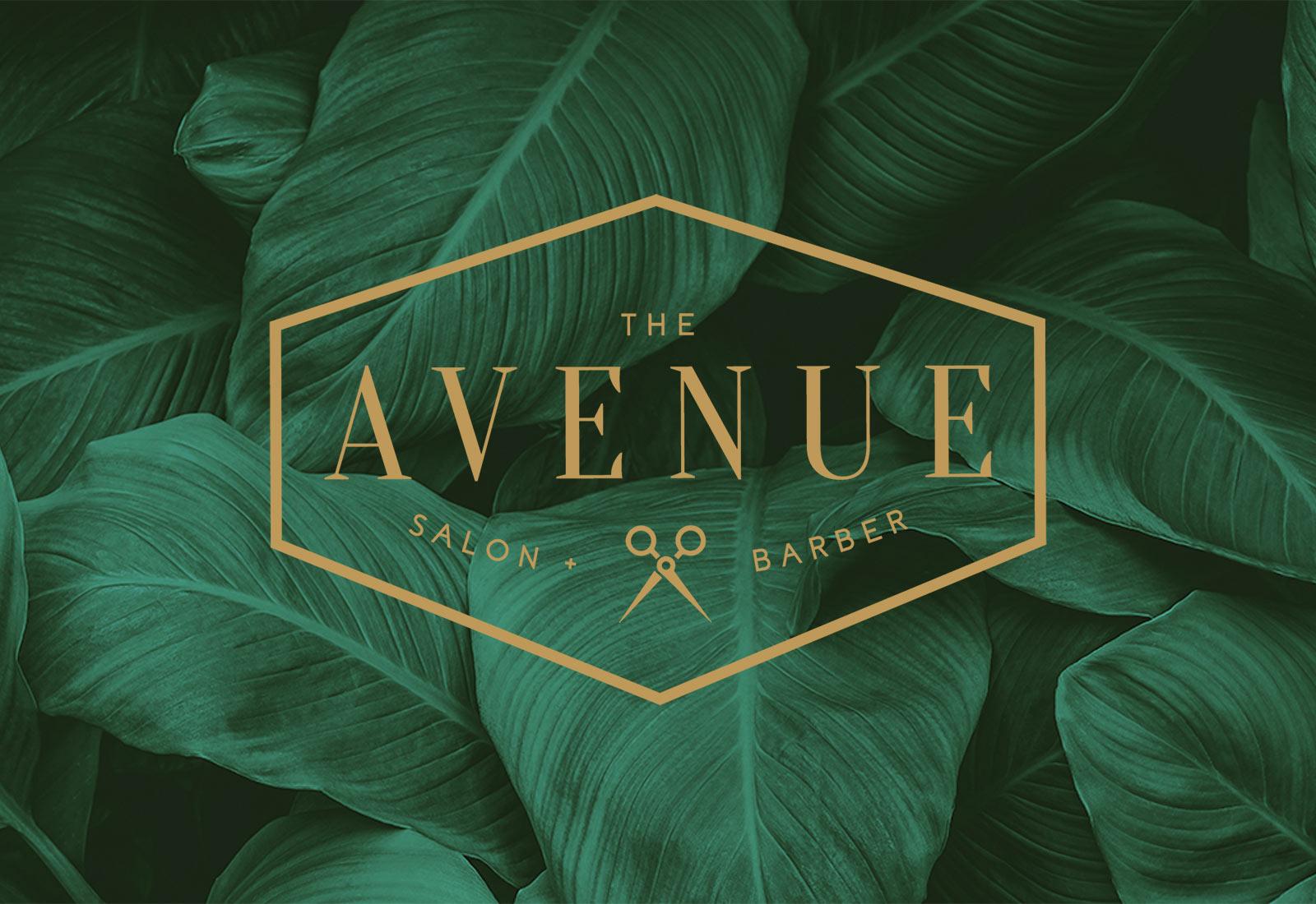 Avenue 618 salon branding logo over botanical design