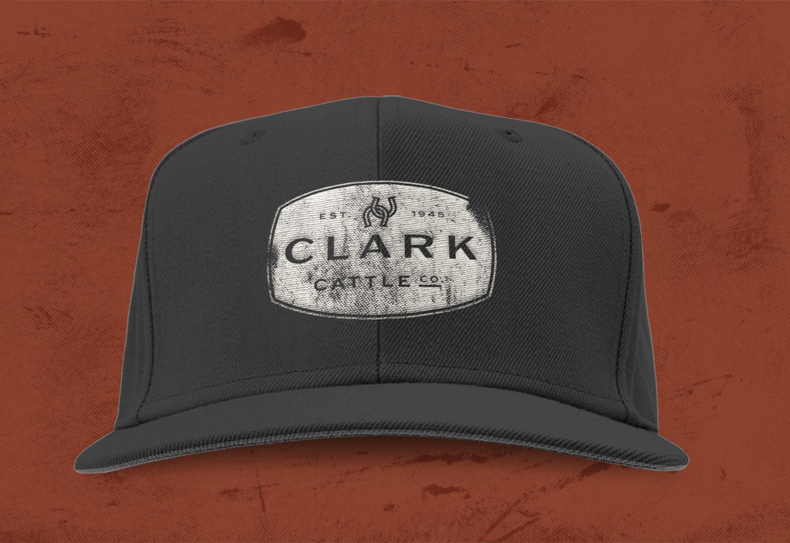 Clark Cattle Co. logo on hat demonstrating farm branding and farm website design