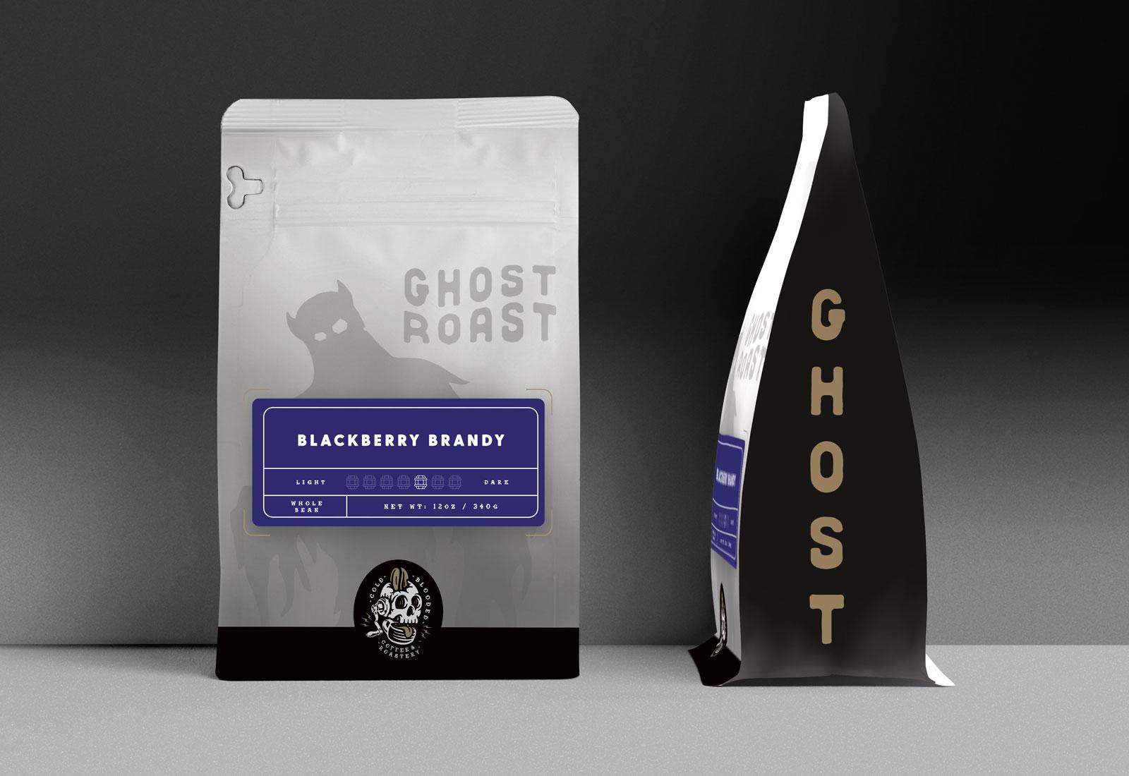 Cold Blooded Coffee Ghost Roast bag with logo