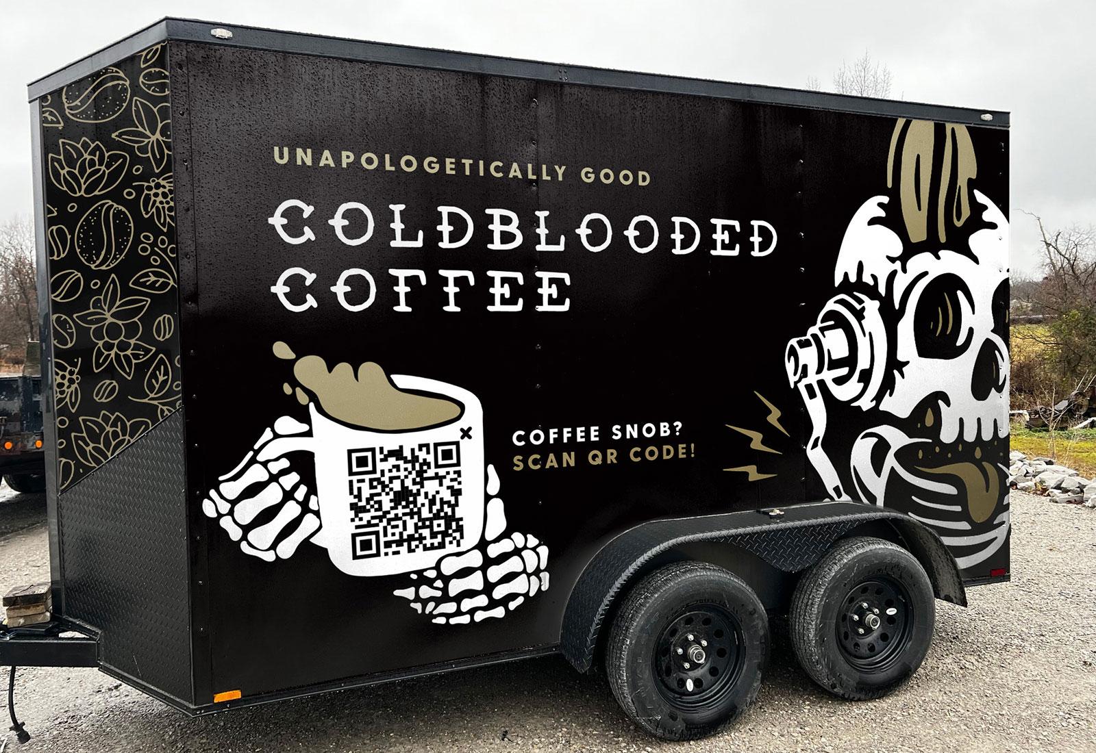 Cold Blooded Coffee branded trailer with logo design
