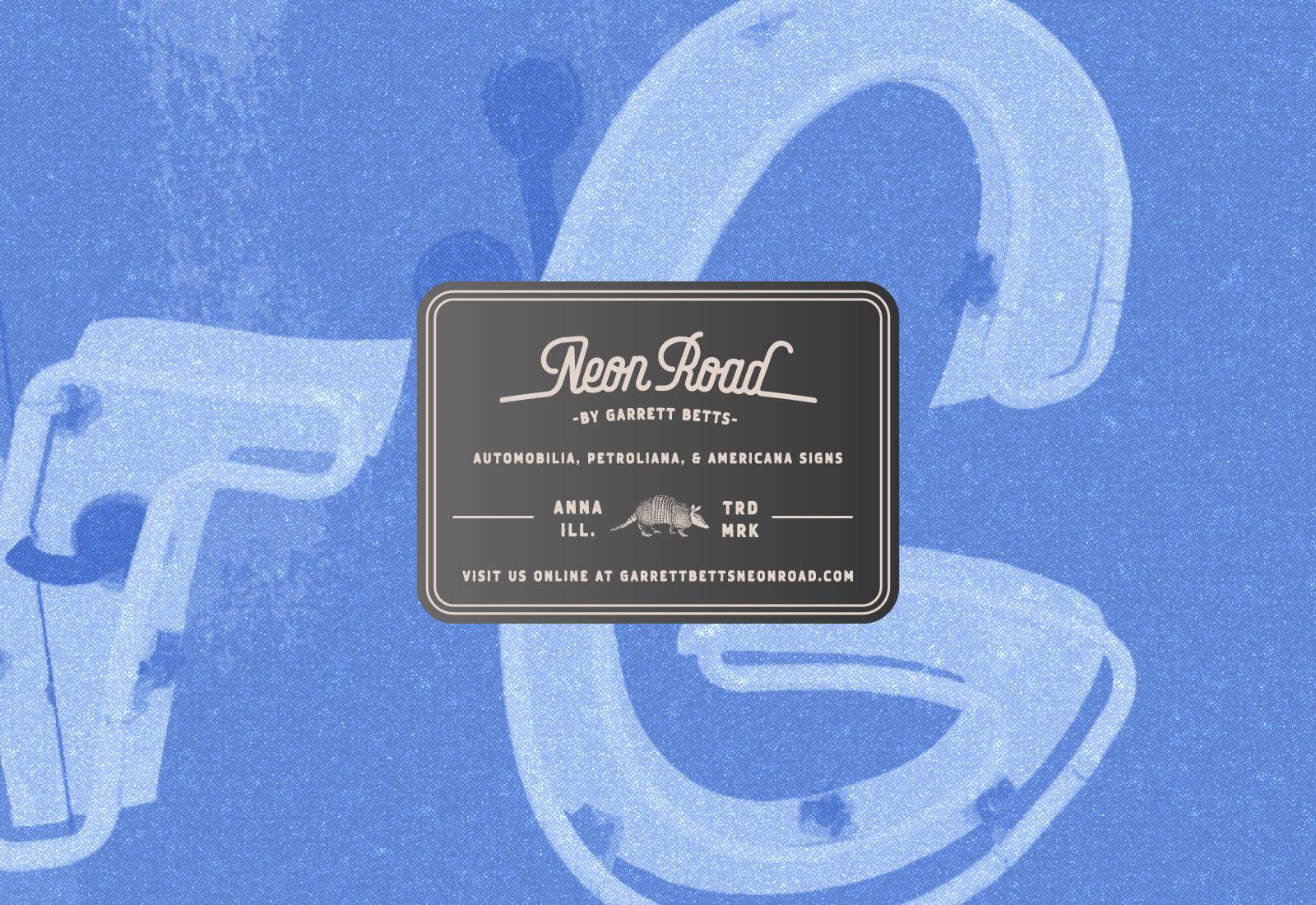 Neon Road logo over neon sign background branding graphic