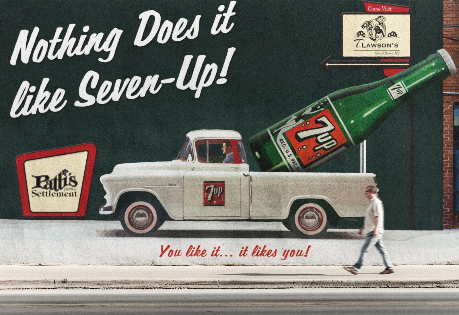 Vintage 7Up ad inspiration for Pepsi Mid America campaign