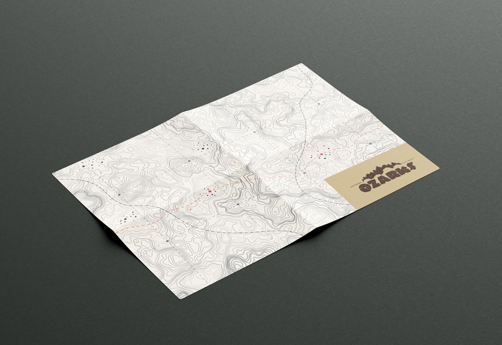 Custom map design for SI Ozarks showcasing trails and locations, part of our outdoor recreation brands work.