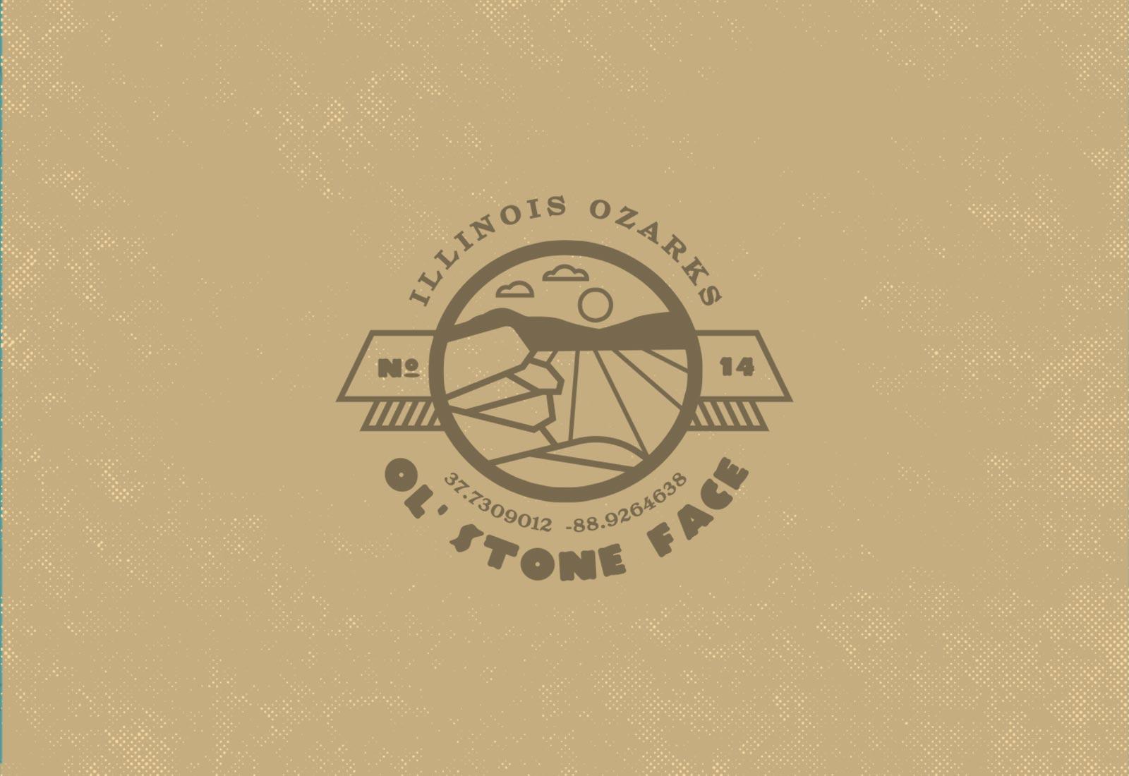 Ol’ Stone Face Trail logo created for SI Ozarks outdoor recreation branding by James Arthur Design Co.