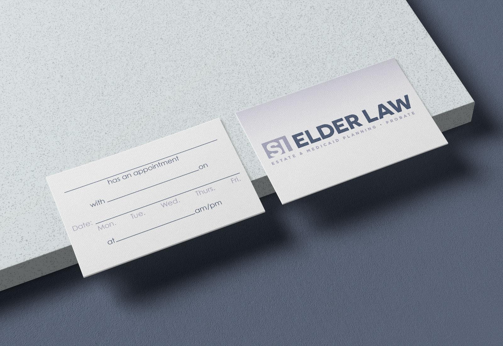SI Elder Law law firm web design branded appointment cards