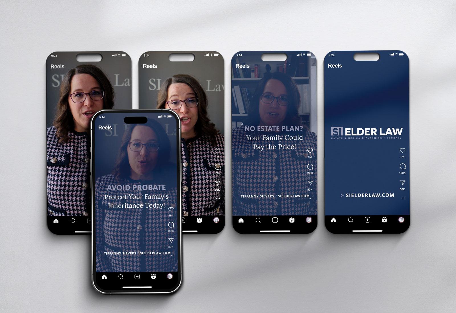 SI Elder Law law firm web design marketing reels on smart phones