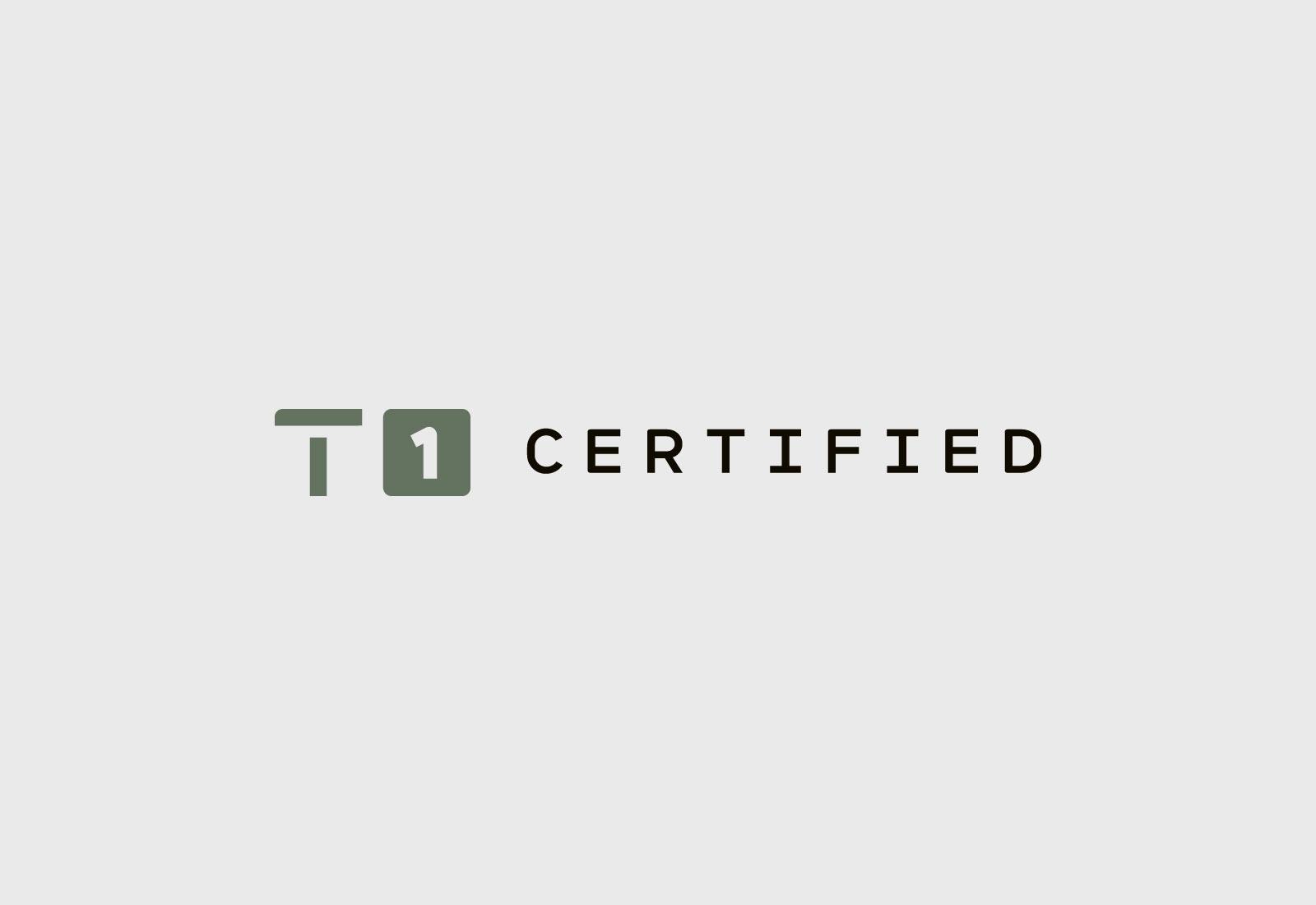 Tier 1 Safety Training T1 Certified word mark design