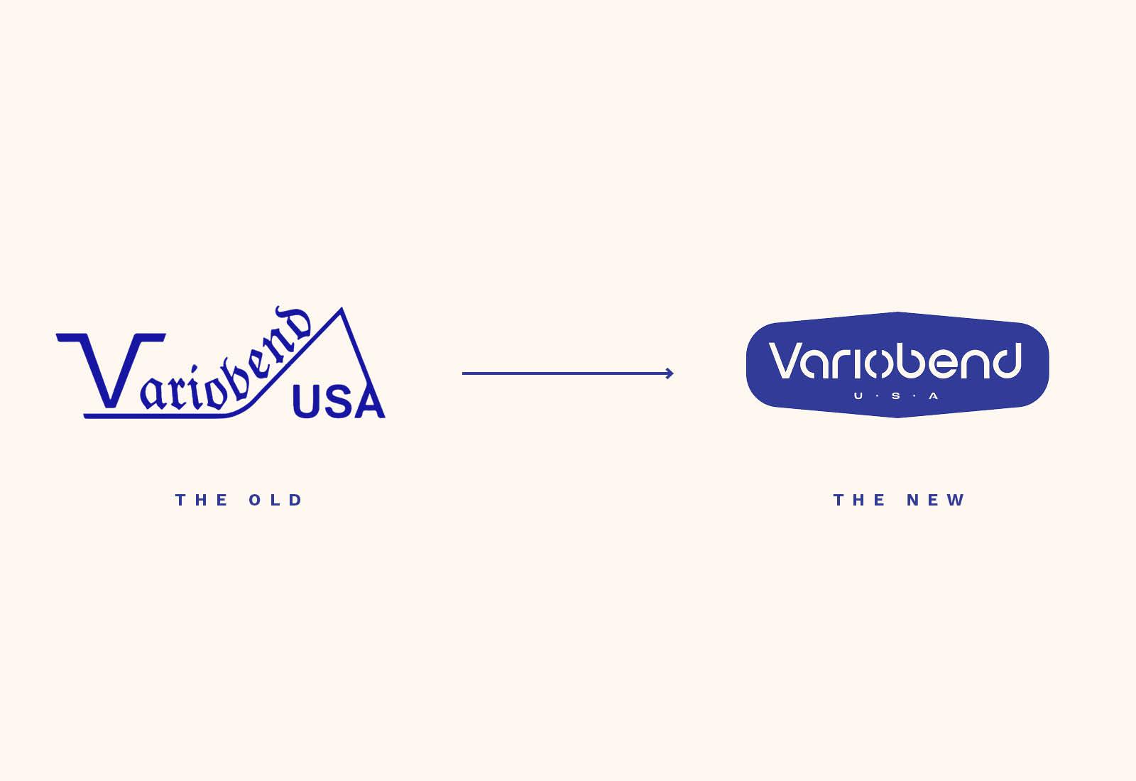 Variobend USA metal manufacturer branding old logo to new logo